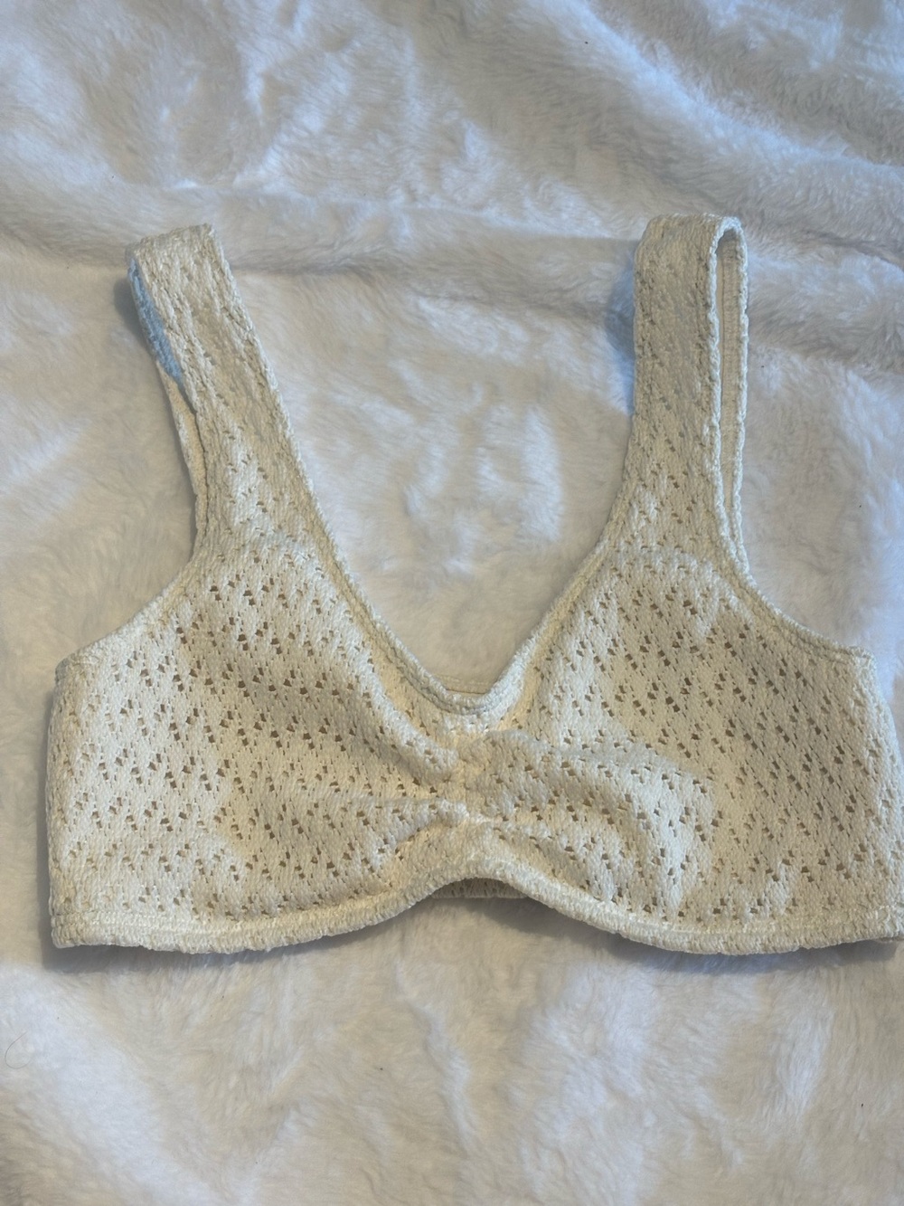 Hollister Cream Crochet Bikini Top